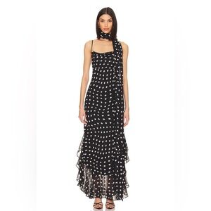 LPA Guilia Black and White Ruffled Tiered Maxi Gown
